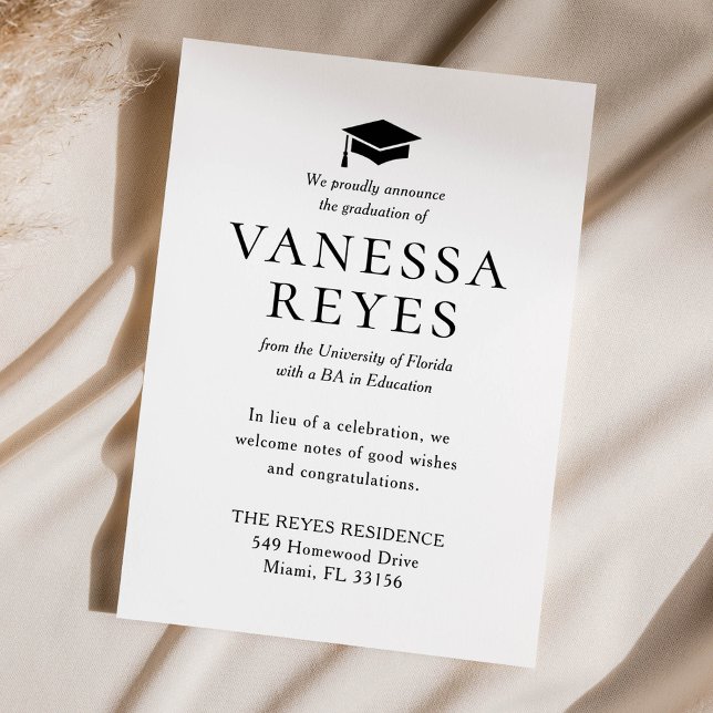 Classic Black and White Graduation Announcement (Creator Uploaded)