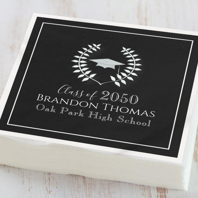 Classic Black and White Graduation Custom Napkin (Creator Uploaded)
