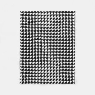 Classic Black and White Houndstooth Pattern Fleece Blanket