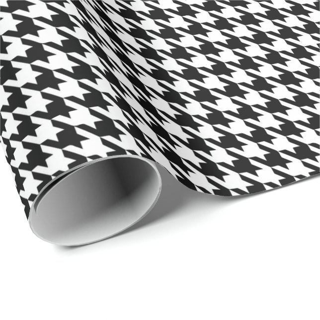 Classic Black and White Houndstooth Pattern  Wrapping Paper (Roll Corner)