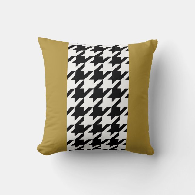 Classic black and white houndstooth with monogram cushion (Front)