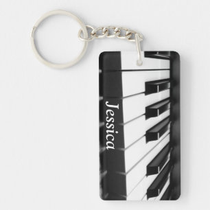 Classic Black and White Keyboard Key Ring