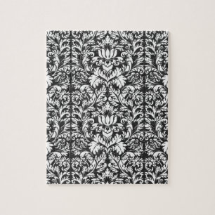 Classic Black and White Lace Pattern Jigsaw Puzzle