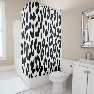 Classic Black and White Leopard Print Shower Curtain