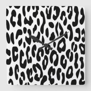 Classic Black and White Leopard Square Wall Clock