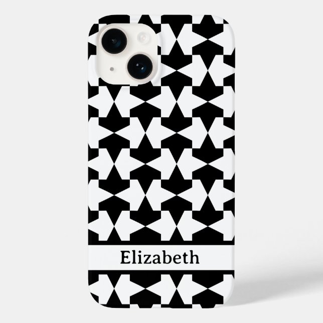 Classic Black and White Mamluks Pattern Name Case-Mate iPhone Case (Back)