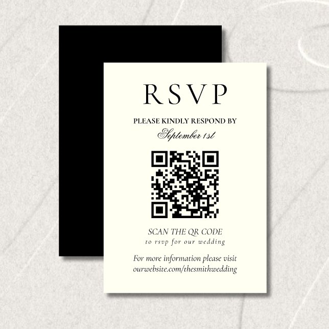 Classic Black and White Minimalist Wedding QR Code RSVP Card (Classic Black and White Minimalist Wedding QR Code RSVP Card)