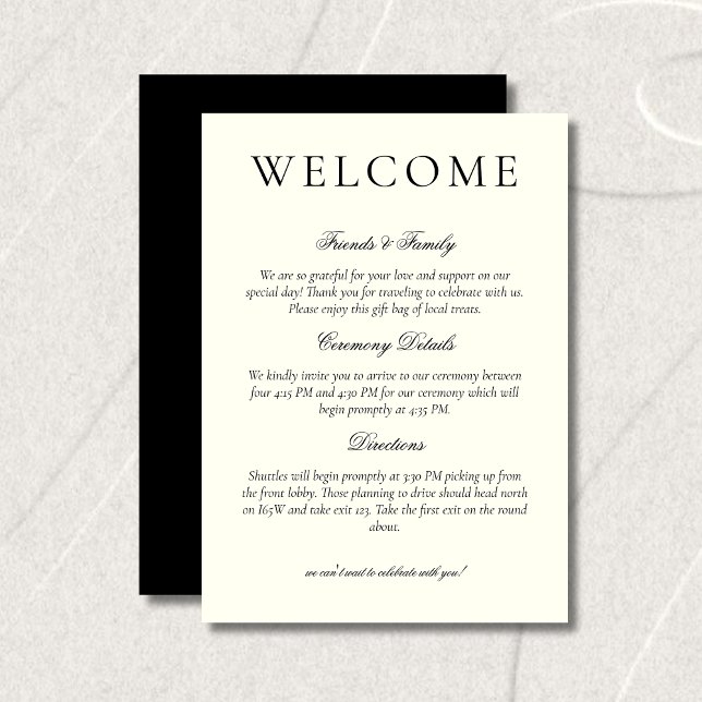 Classic Black and White Minimalist Wedding Welcome Program (Classic Black and White Minimalist Wedding Welcome Program
)