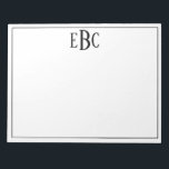 Classic Black and White Modern Monogram Notepad<br><div class="desc">Classic Black and White Modern Monogram Notepad</div>