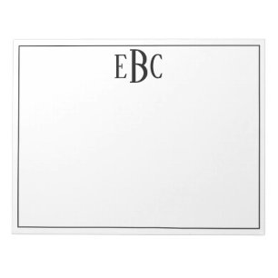Classic Black and White Modern Monogram Notepad