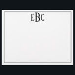 Classic Black and White Modern Monogram Notepad Custom Letterhead<br><div class="desc">Classic Black and White Modern Monogram Notepad</div>