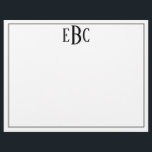 Classic Black and White Modern Monogram W/Attrib Custom Letterhead<br><div class="desc">Classic Black and White Modern Monogram Notepad</div>