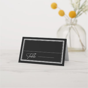Classic Black and White Modern Wedding Place Card