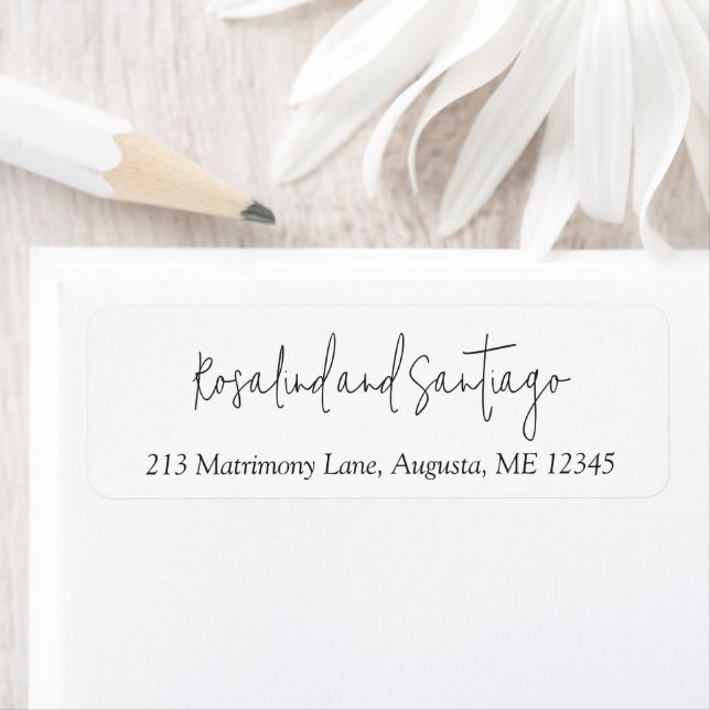Classic Black and White Modern Wedding Return Address Label (Insitu)