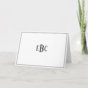 Classic Black and White Monogram Stationary Card