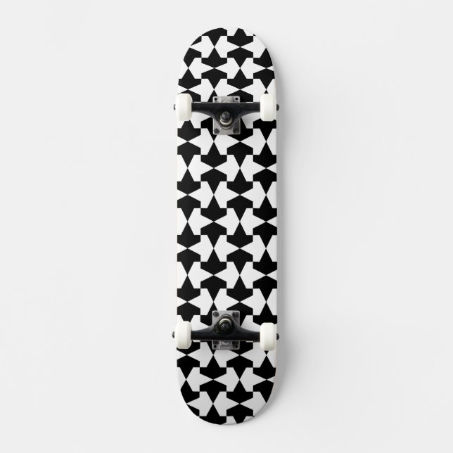 Classic Black and White Muslim Mamluks Pattern Skateboard (Front)