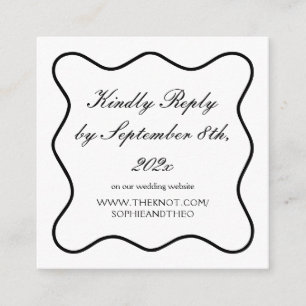 Classic Black and White Old Money Wedding RSVP Enclosure Card