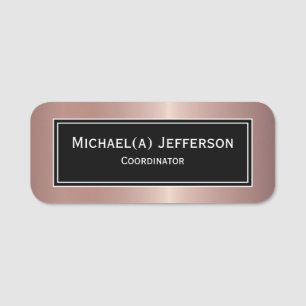 Classic Black And White On Luxury Modern Rose Gold Name Tag