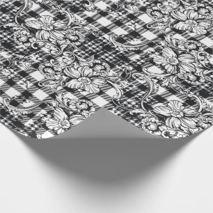 Classic Black and White Ornaments Houndstooth  Wrapping Paper