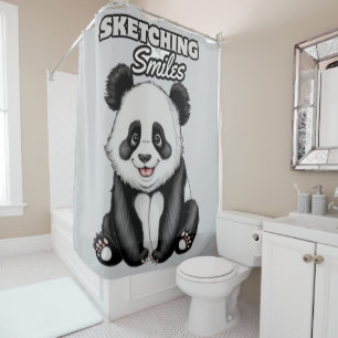 Classic Black And white Panda Art Print Shower Curtain