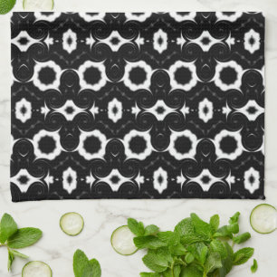 classic black and white pattern tea towel