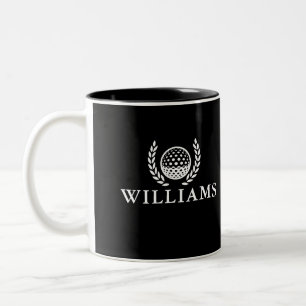 Classic Black And White Personalised Name Monogram Two-Tone Coffee Mug