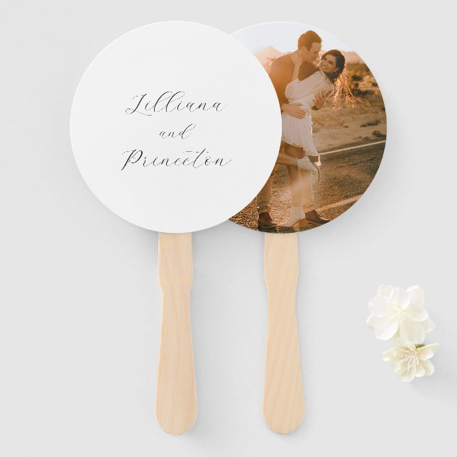 Classic Black and White Photo Elegant Wedding Hand Fan (Front and Back)