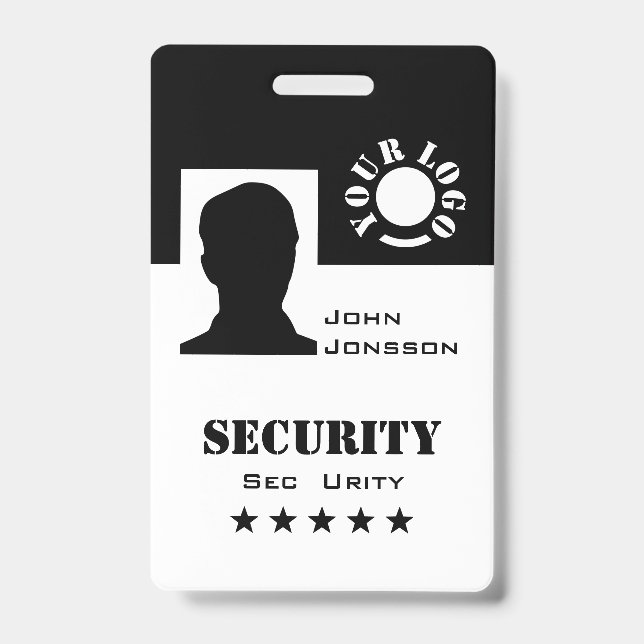 Classic Black and White Photo Logo Code Template  ID Badge (Front)