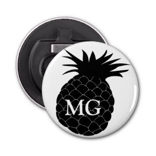 Classic Black and White Pineapple Monogram Bottle Opener