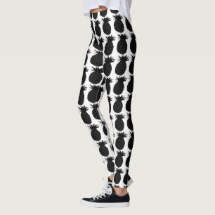 Classic Black and White Pineapple Pattern Leggings