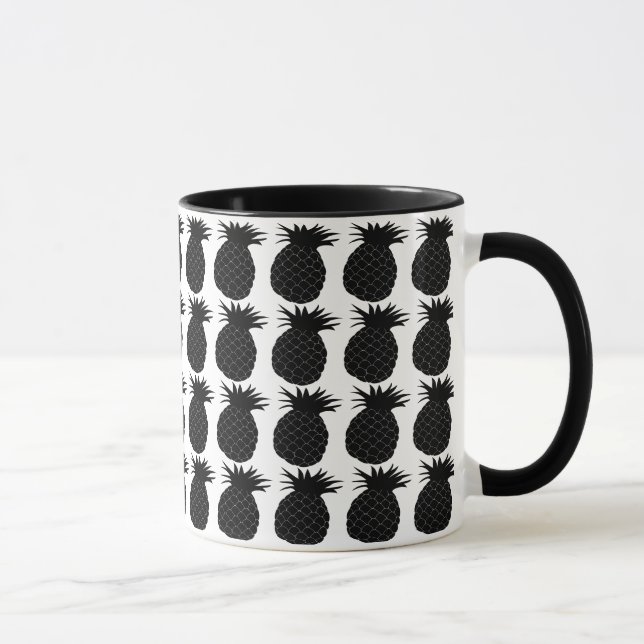 Classic Black and White Pineapple Pattern Mug (Right)
