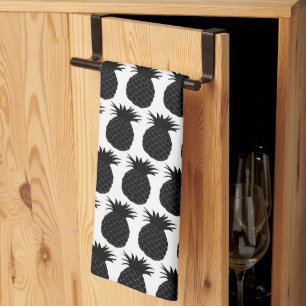 Classic Black and White Pineapple Pattern Tea Towel