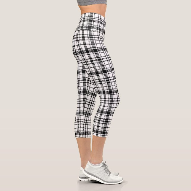  Classic Black and White Plaid  Capri Leggings (Right)