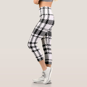 Classic Black and White Plaid  Capri Leggings