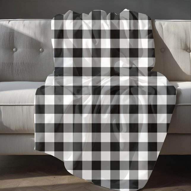 Classic Black And White Plaid Gingham Pattern Fleece Blanket (Classic Black And White Plaid Gingham Pattern Fleece Blanket)