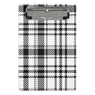 Classic Black and White Plaid Mini Clipboard