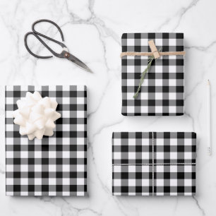 Classic Black And White Plaid Pattern Wrapping Paper Sheet