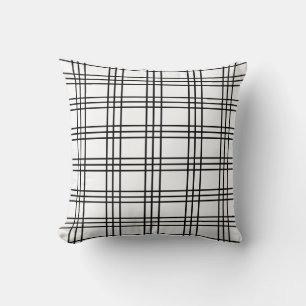 Classic Black and White Plaid Tartan Cushion
