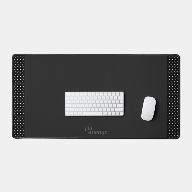 Classic Black and White Polka Dot Pattern Desk Mat (Keyboard & Mouse)