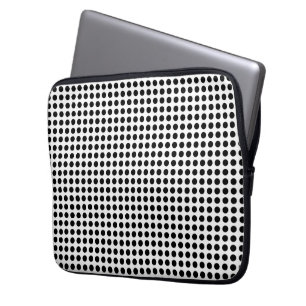 Classic Black and White Polka Dots Pattern Laptop Sleeve