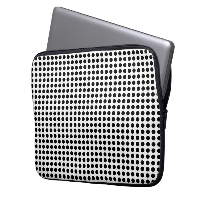 Classic Black and White Polka Dots Pattern Laptop Sleeve (Front Left)