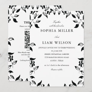 classic black and white QR wedding invite