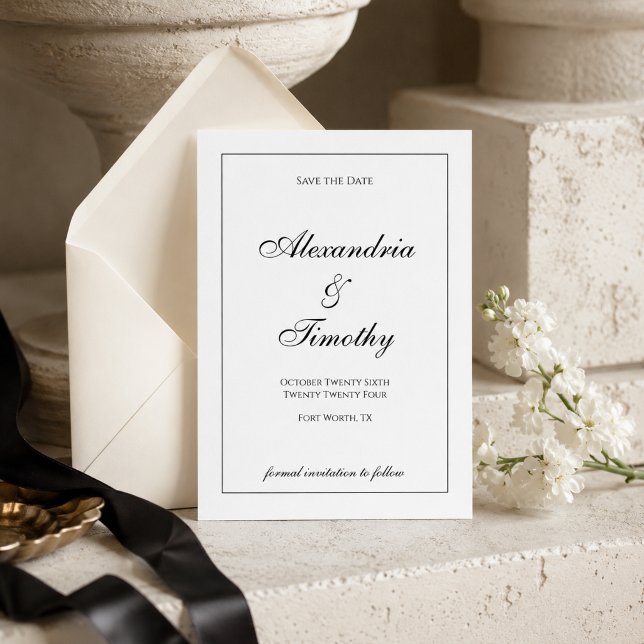 Classic Black and White Script Save the Date (Creator Uploaded)