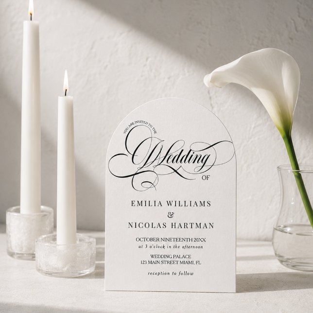 Classic Black and White Script Wedding Invitation (Creator Uploaded)