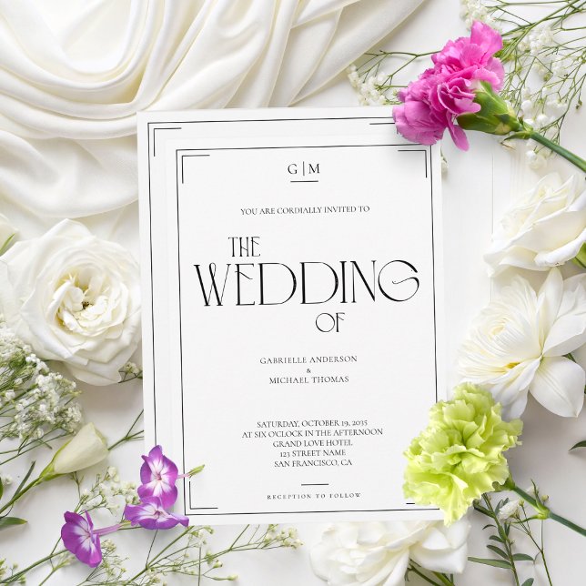 Classic Black and White Serif Wedding Invitation (Creator Uploaded)