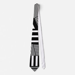 Classic Black and White Stripe Tie