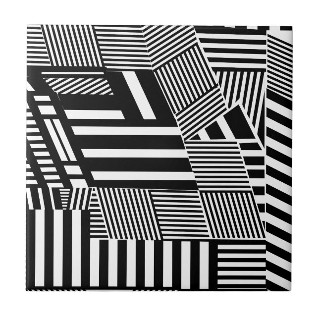 Classic Black and White Stripe Tile (Front)