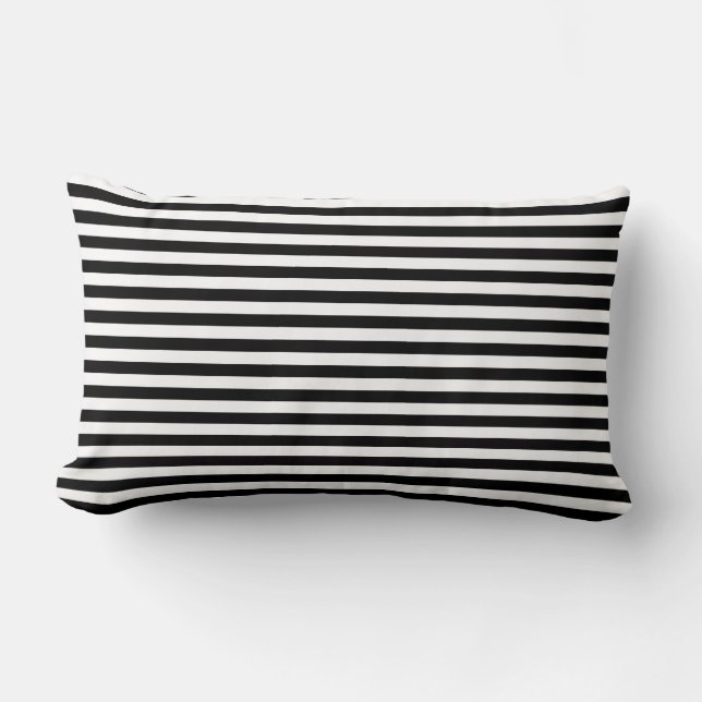 Classic Black and White Stripes Lumbar Cushion (Front)