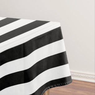 Classic Black and White Stripes Tablecloth
