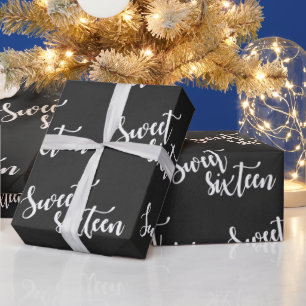 Classic Black And White Sweet 16 Birthday Wrapping Paper